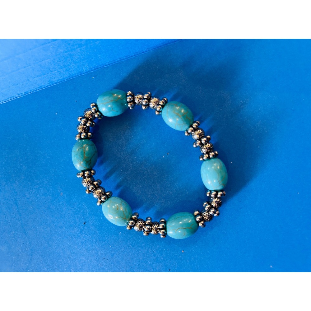 Unbranded Stretch Bracelet Women OS Turquoise Blue Excellent Southwestern Beaded